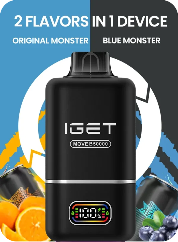 IGET Move B50000 – Original Monster + Blue Monster (2 Flavors in 1 Device) IGET Move B50000 – Original Monster + Blue Monster (2 Flavors in 1 Device)